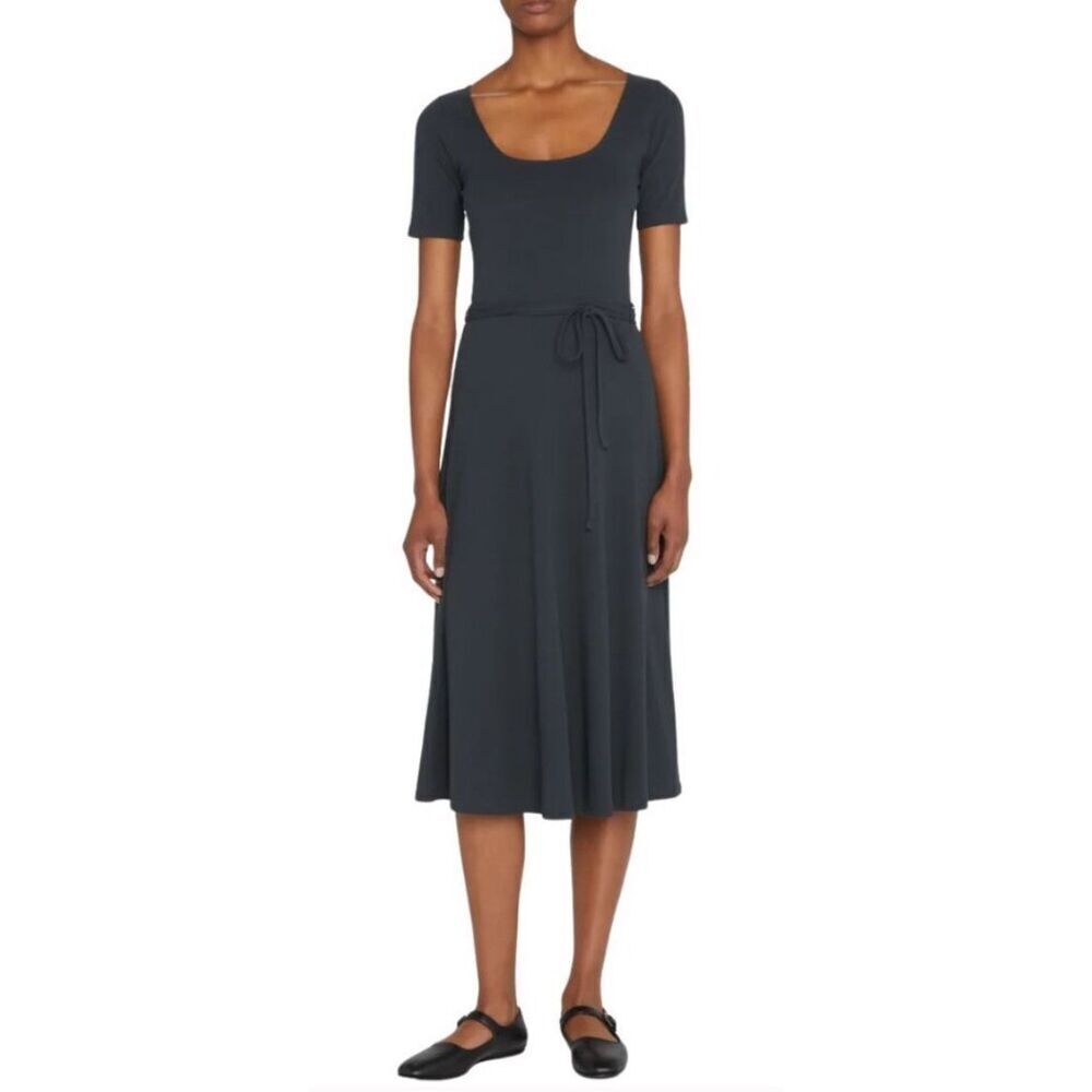 Vince Square Neck 100% Cotton Midi Dress in Grey NWT Size 2X